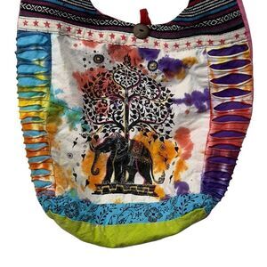 Y2k Boho Bohemian Hippie Shoulder Bag Peace elephant patch Made in Nepal cotton
